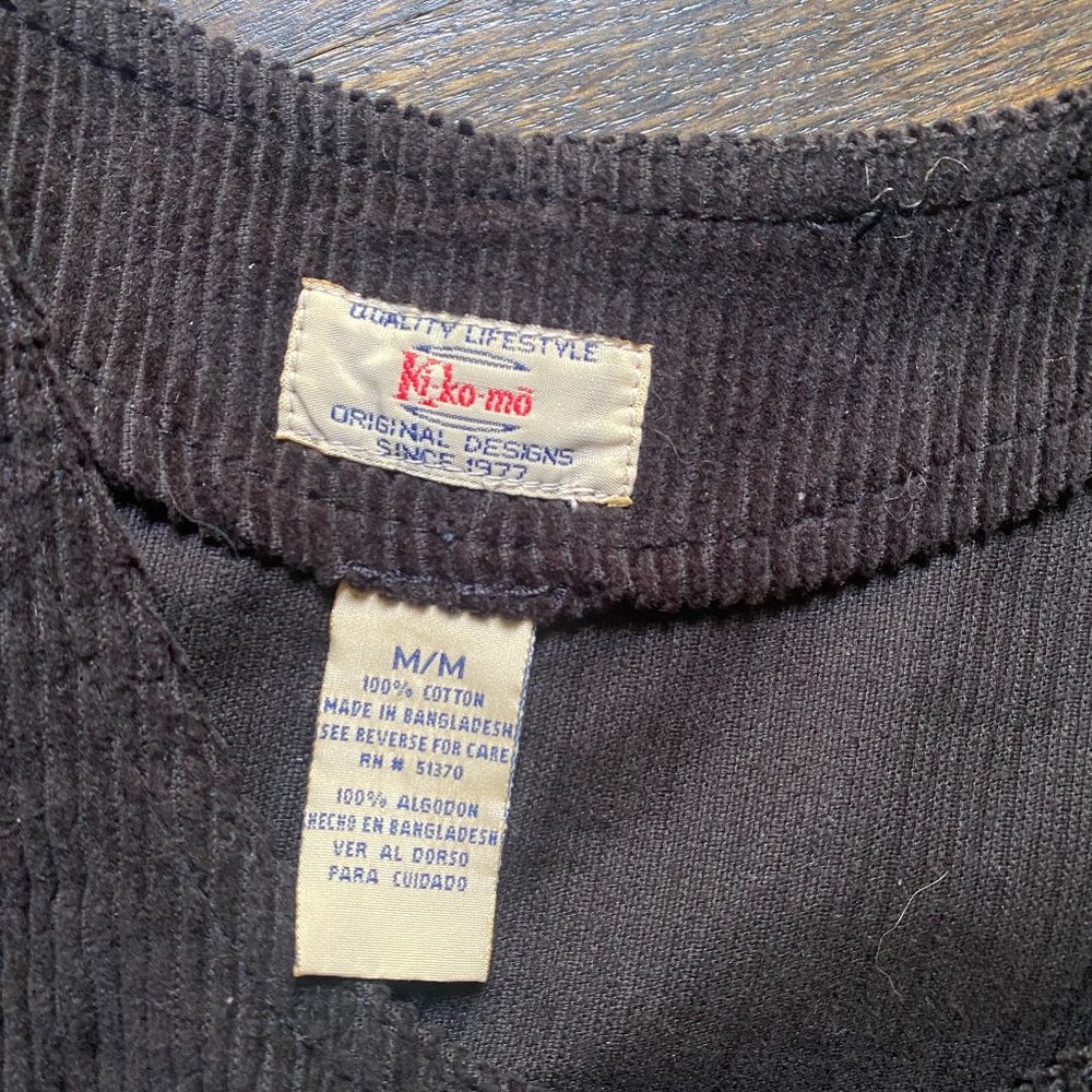 Vintage 90s Ki-Ko-Mo Black Corduroy Mini Dress - Picture 7 of 8